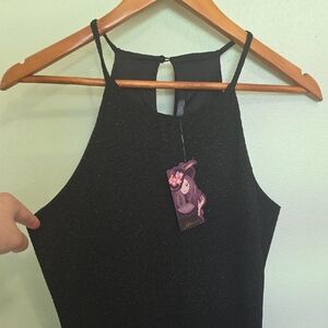 Soprano Sparkly Glitter Midi Black Dress Sz Large